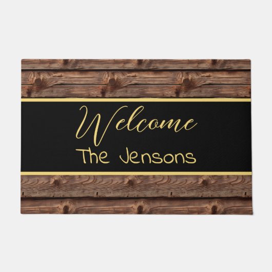 Rustikal-braune gewitterte Imitate Holz Empfang Fußmatte (Vorderseite)