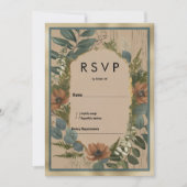 Rustikal-braune Goldminze, geblümte UAWG Einladung (Vorderseite)