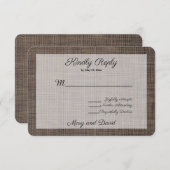 Rustikal-braune Hintergrundhochzeit RSVP-Karte RSVP Karte (Vorne/Hinten)