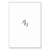 Rustikal-braune Holzkarte für Monogramm-Tischnumme Tischnummer (Rückseite)