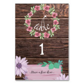 Rustikal-braune Holzkarte für Monogramm-Tischnumme Tischnummer (Vorderseite)