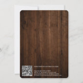 Rustikal-braune Holzskriptnamen qr Code-Hochzeit Einladung (Rückseite)