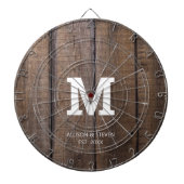 Rustikal-braune Imitate Monogramm der Holzfamilie Dartscheibe (vorne)