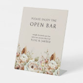 Rustikal-braune neutrale Hochzeit Open Bar Sockelschild (Vorderseite)