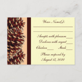Rustikal-braune Pfirsichkiefer Hochzeit RSVP Karte
