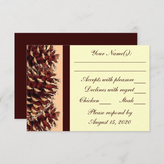 Rustikal-braune Pfirsichkiefer Hochzeit RSVP Karte (Vorne/Hinten)