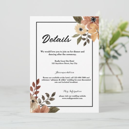 Rustikal-brauner Blumenzettel Feiertagskarte (Stehend Vorderseite)