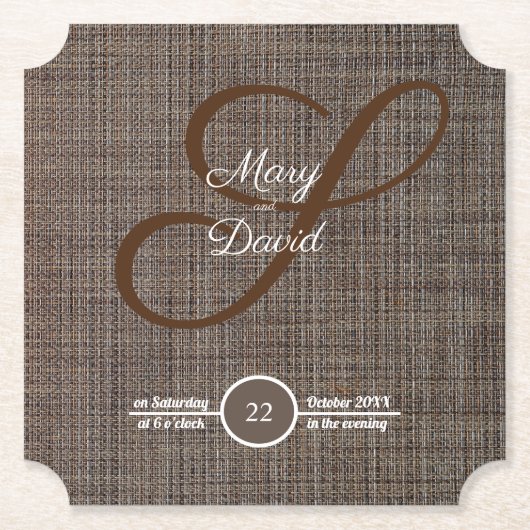 Rustikal-brauner Hintergrund Hochzeitspapier-Unter Untersetzer (Vorderseite)