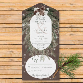 Rustikal Brauner Pine Winter Sparkone All In One Einladung