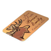 Rustikal-brauner, Save the Date angepasster Magnet (Linke Seite)