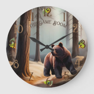 Rustikal Brauner Wasserfarbe Grosser Bär Große Wanduhr