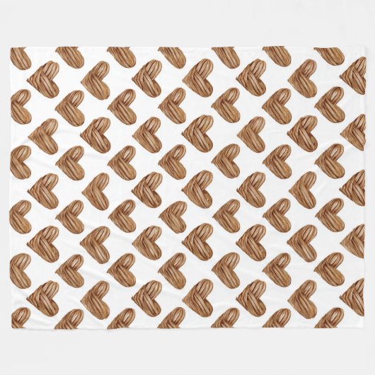 Rustikal brauner Web-Herzen-Geburtstag Fleecedecke (Vorderseite (Horizontal))