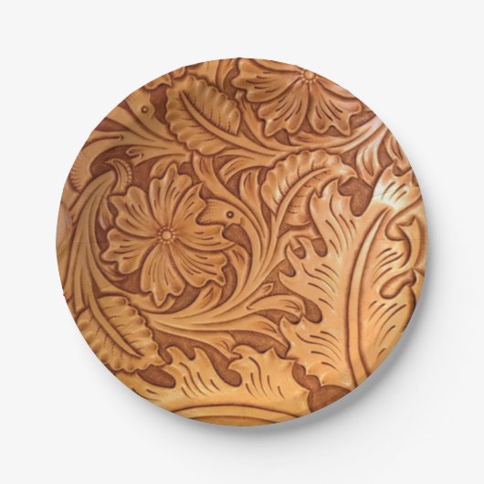 Rustikal-brauner Western aus gefertigtem Leder Pappteller (Vorderseite)