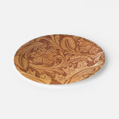 Rustikal-brauner Western aus gefertigtem Leder Pappteller (Schrägansicht)