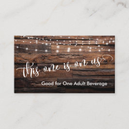 Rustikal braunes Holz & Lights Drink Ticketumschlü Begleitkarte