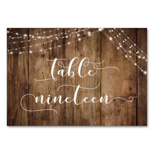 Rustikal-braunes Holz & Lights Tabelle 19 Karten (Rückseite)