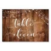 Rustikal-braunes Holz & Lights-Tisch Elefantenkart Tischnummer (Rückseite)