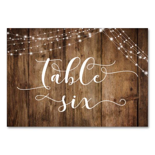 Rustikal-braunes Holz und helle Linien, Tabelle 6, Tischnummer (Vorderseite)