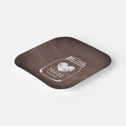 Rustikal-braunes Holzprint Hochzeitsfeier Pappteller (Gewinkelt)