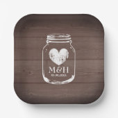 Rustikal-braunes Holzprint Hochzeitsfeier Pappteller (Vorderseite)