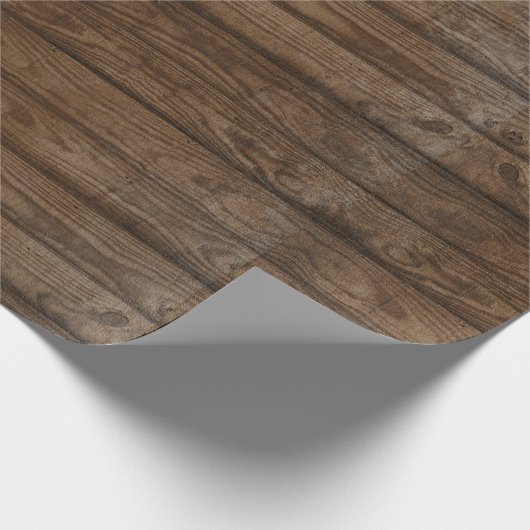 Rustikal-braunes, verwittertes Bauernholzmuster Geschenkpapier (Ecke)