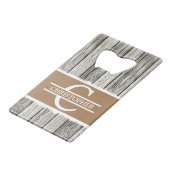 Rustikal-braunes Weiß, nach Kundenwunsch, Geldbeutel Flaschenöffner (Vorderseite Schrägansicht)