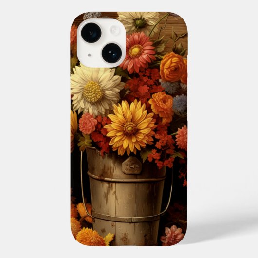 Rustikal-Braungold-Orange Blume Herbst Case-Mate iPhone Hülle (Rückseite)
