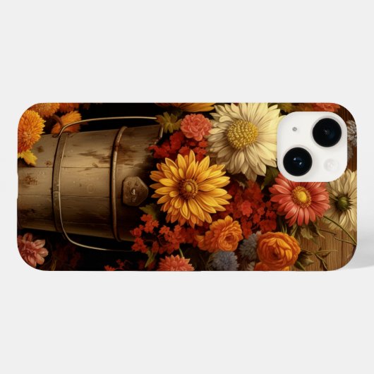 Rustikal-Braungold-Orange Blume Herbst Case-Mate iPhone Hülle (Rückseite (Horizontal))