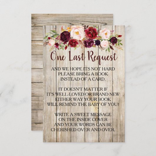 Rustikal Bringen Sie ein Buch anstelle der Baby-Du Einladung (Vorne/Hinten)