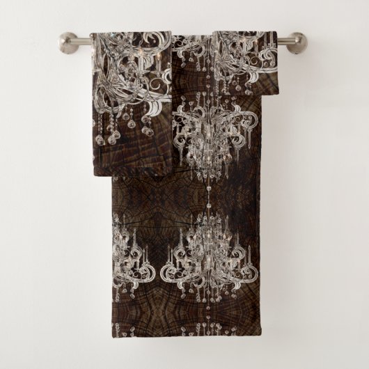 Rustikal Brown Barnood Country Crystier Badhandtuch Set (Insitu)