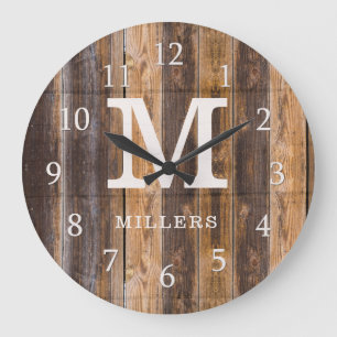 Rustikal Brown Pallet Woods Familienname Mit Monog Große Wanduhr