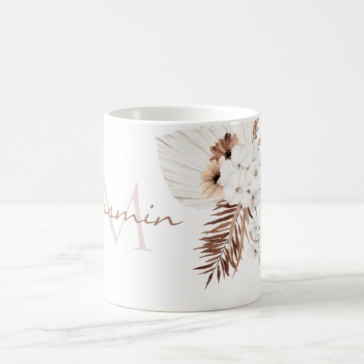 Rustikal Brown Pampas Grass White Orchio Monogramm Kaffeetasse (Mittel)