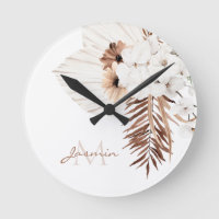 Rustikal Brown Pampas Grass White Orchio Monogramm