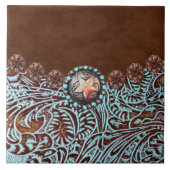 Rustikal Brown Türkis Cowboy Western Land Fliese (Vorderseite)