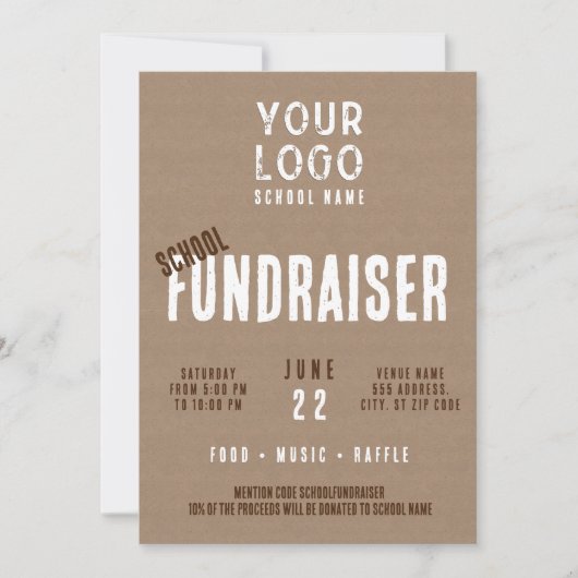 Rustikal Charm Business Logo School Fundraiser Einladung (Vorderseite)