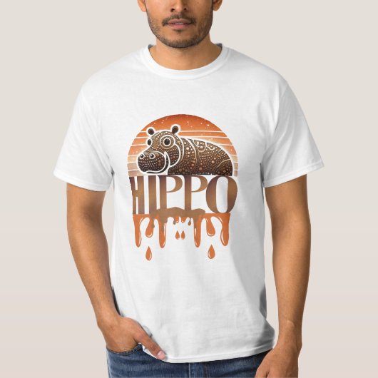 Rustikal Charmed Burnout Hippo Grafik T-Shirt (Vorderseite)