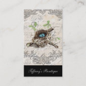 rustikal-chic-französisches botanisches Vogelnest Visitenkarte (Vorderseite)