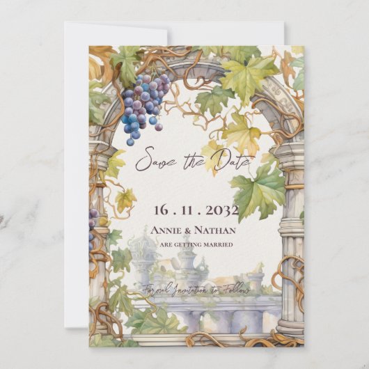 Rustikal Chic Grapevine Inspirierte Weinkellerei H Save The Date (Vorderseite)