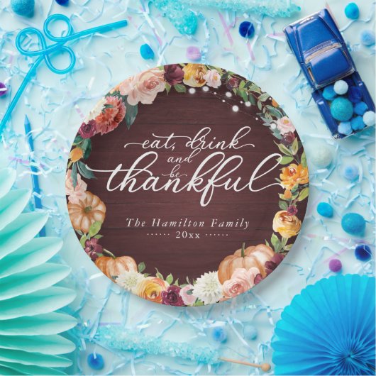 Rustikal Chic Herbst Blume Erntedank Abendessen Pa Pappteller (Party)
