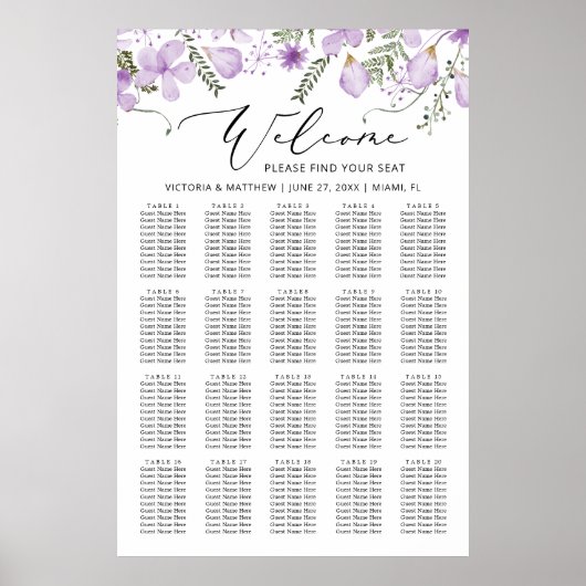 Rustikal-Chic-Lila-Blumenzettel Poster (Vorne)