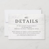 Rustikal Chic Modern Wedding Details Card Dankeskarte (Vorderseite)