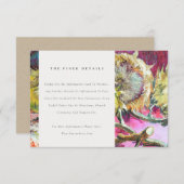 Rustikal Chic Pink Yellow Sunflower Hochzeitsdetai Begleitkarte (Vorne/Hinten)