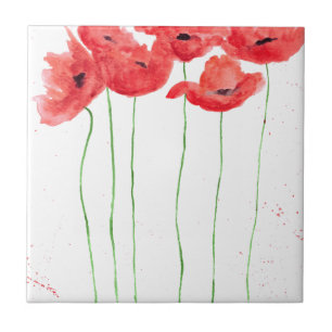 Rustikal chic red Poppies Blume Keramik Fliesen