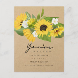 Rustikal Chic Sonnenblumen Kraft Papier Couple Dus Einladungspostkarte