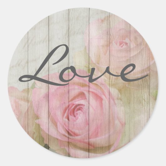 Rustikal Chic Vintag Pink Roses Liebe Stickers (Vorderseite)