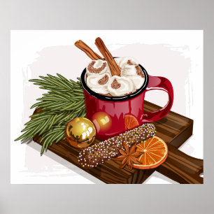 Rustikal Cosy Hot Cocoa Tasse Marshmallow Xmas Dri Poster
