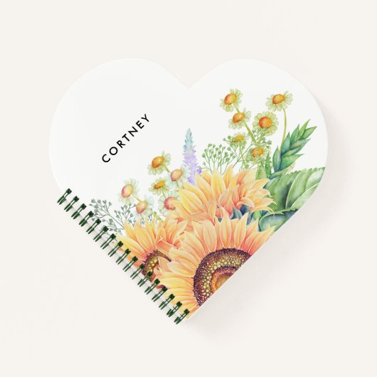 Rustikal | Country Sunblumen Custom Gift Notizbuch (Vorderseite)