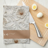 Rustikal-cremebestrichener Lederskriptname Geschirrtuch (Viertel Falte)