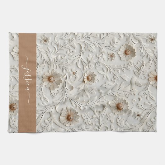 Rustikal-cremebestrichener Lederskriptname Geschirrtuch (Horizontal)