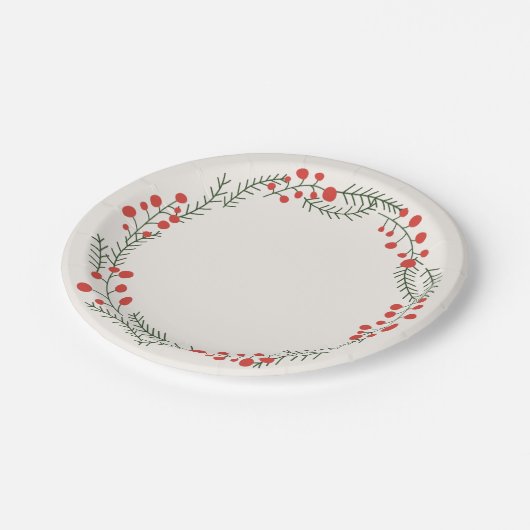 Rustikal cremefarbener Kranich an der Grenze Pappteller (Schrägansicht)